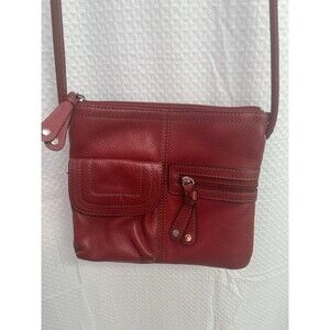 Tignanello Red Leather Travel Crossbody Wallet Purse‎ Organizer